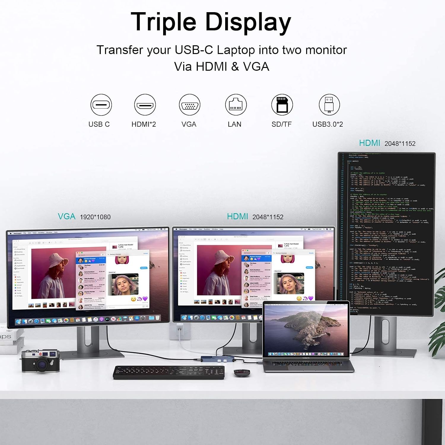 Thumbnail 2 de GIQ USB C Docking Station Dual HDMI