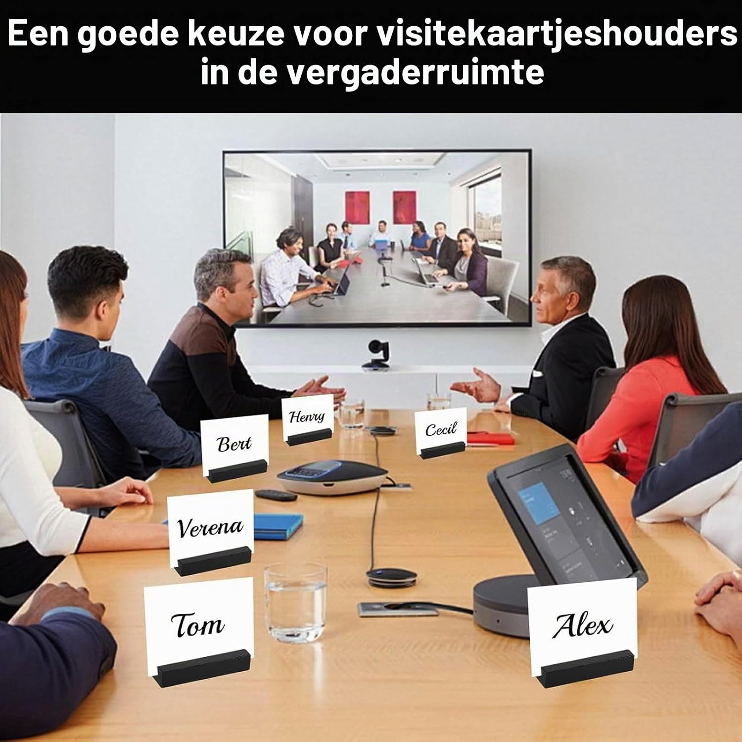Thumbnail 6 de CALLYSONIC 1 houten kaarthouders, zwart gelakt, met schuine groef – 6 stuks
