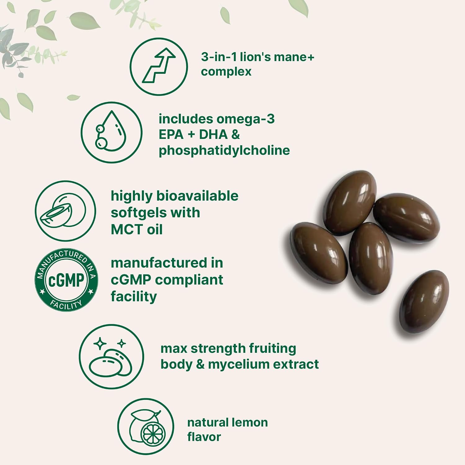 Detalle de Micro Ingredients Lion’s Mane Supplement, 240 Softgels