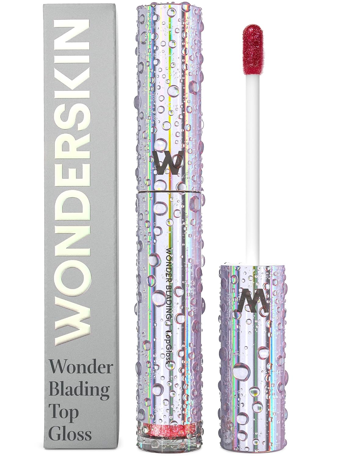 Detalle de Wonderskin Lip Gloss Blading Top Gloss Red Glitter 3D