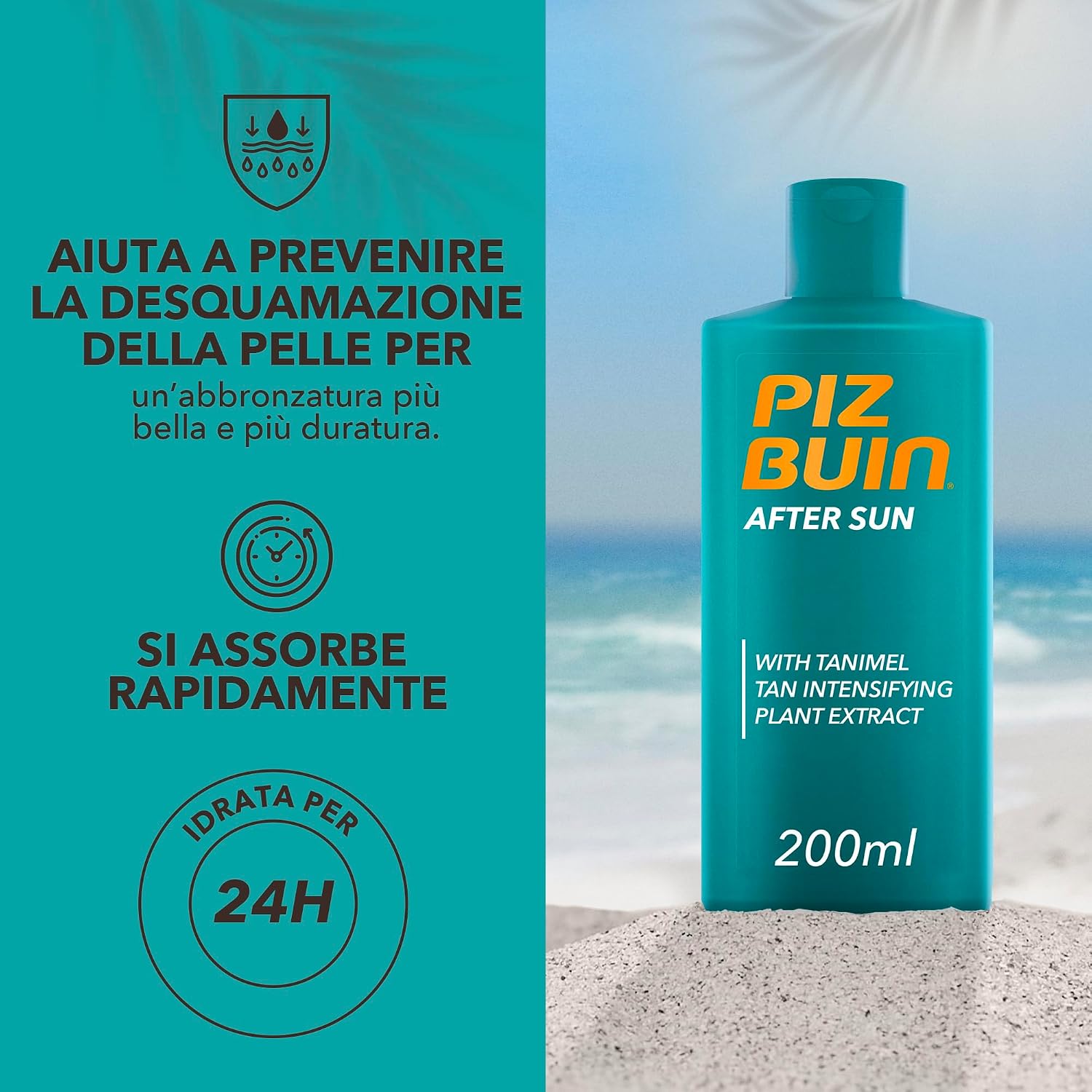 Detalle 2 de PIZ BUIN Latte Doposole Intensificatore di Abbronzatura — doposole corpo 200 ml con Vitamina E, assorbimento rapido e idratazione