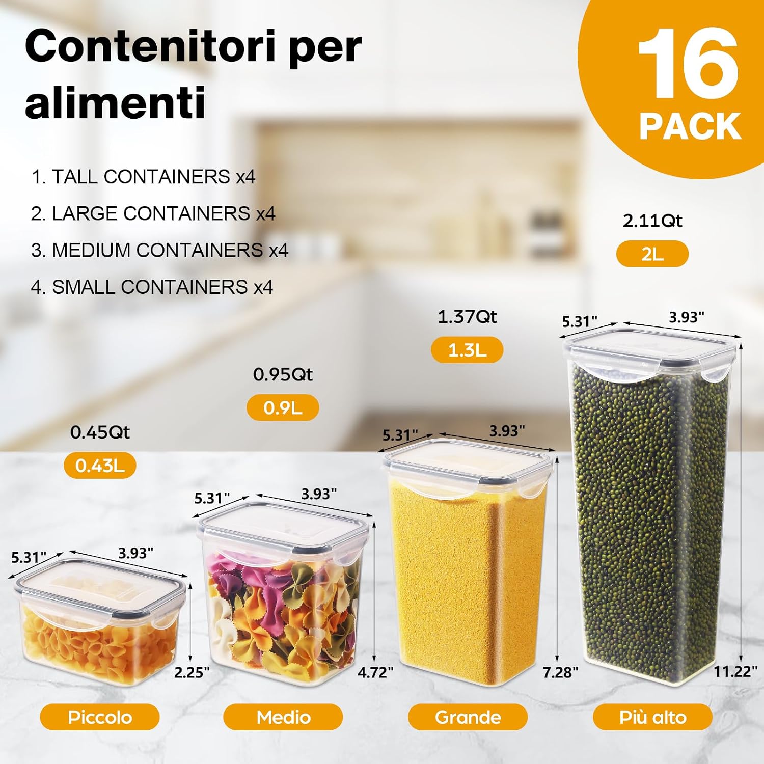 Thumbnail 4 de YASHE Contenitori Ermetici 16 pezzi