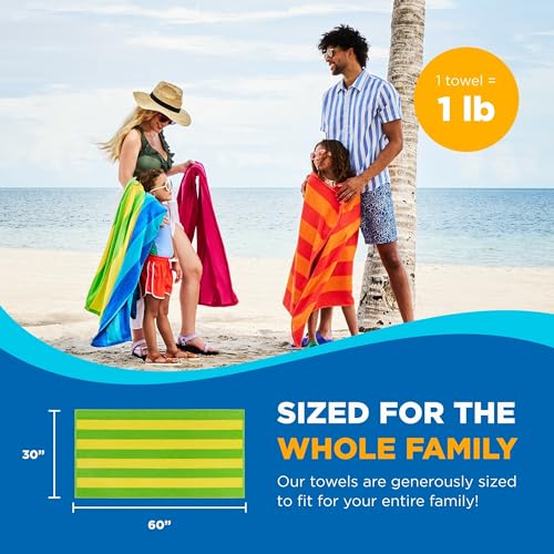 Thumbnail 5 de Kaufman Soft Oversized Beach Towels (4 Pack) – 29" x 58" Velour Striped Cotton Towels
