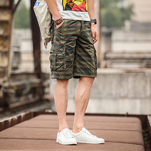 Detalle de iCKER Mens Multi-Pocket Cotton Shorts Camouflage Cargo Shorts – Loose Fit