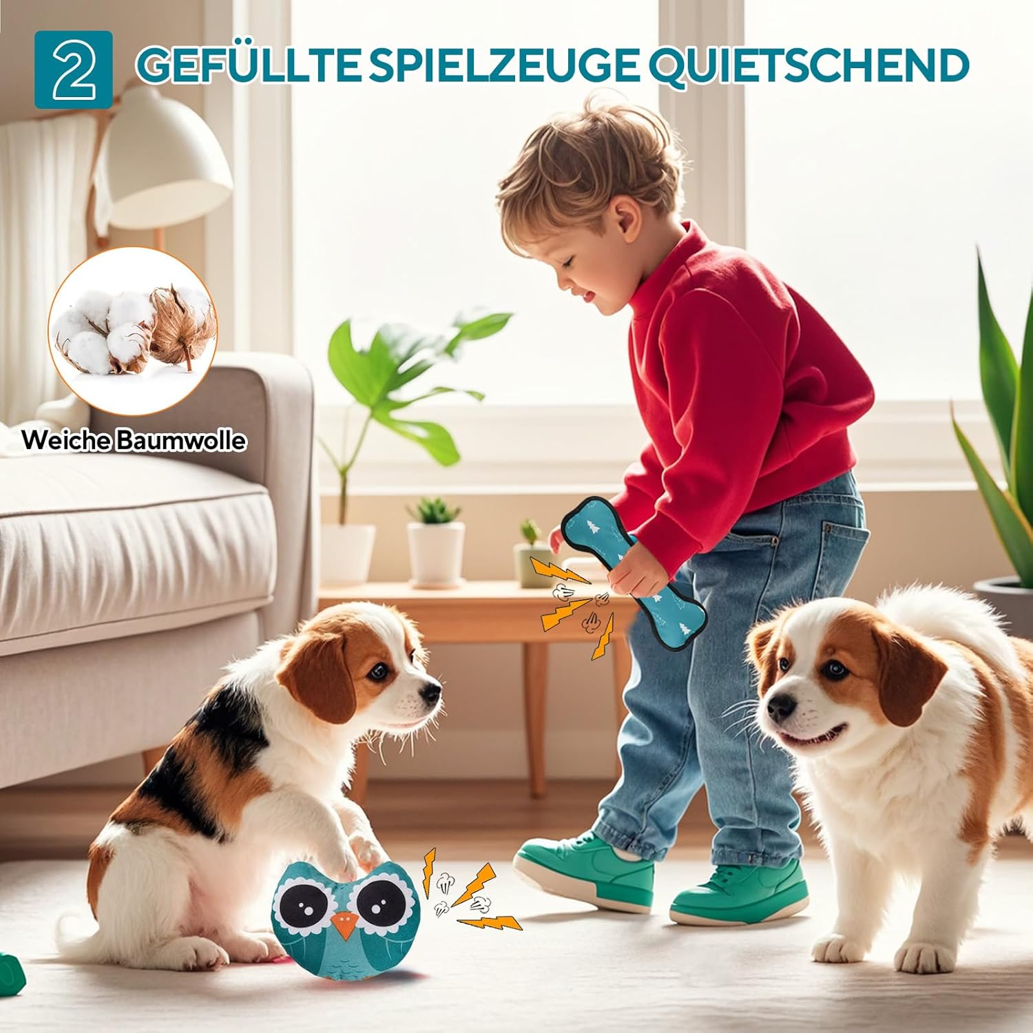 Thumbnail 3 de LIFLIX Lot de 4 Jouets à mâcher pour Chiots – Forme chouette, os et ruche
