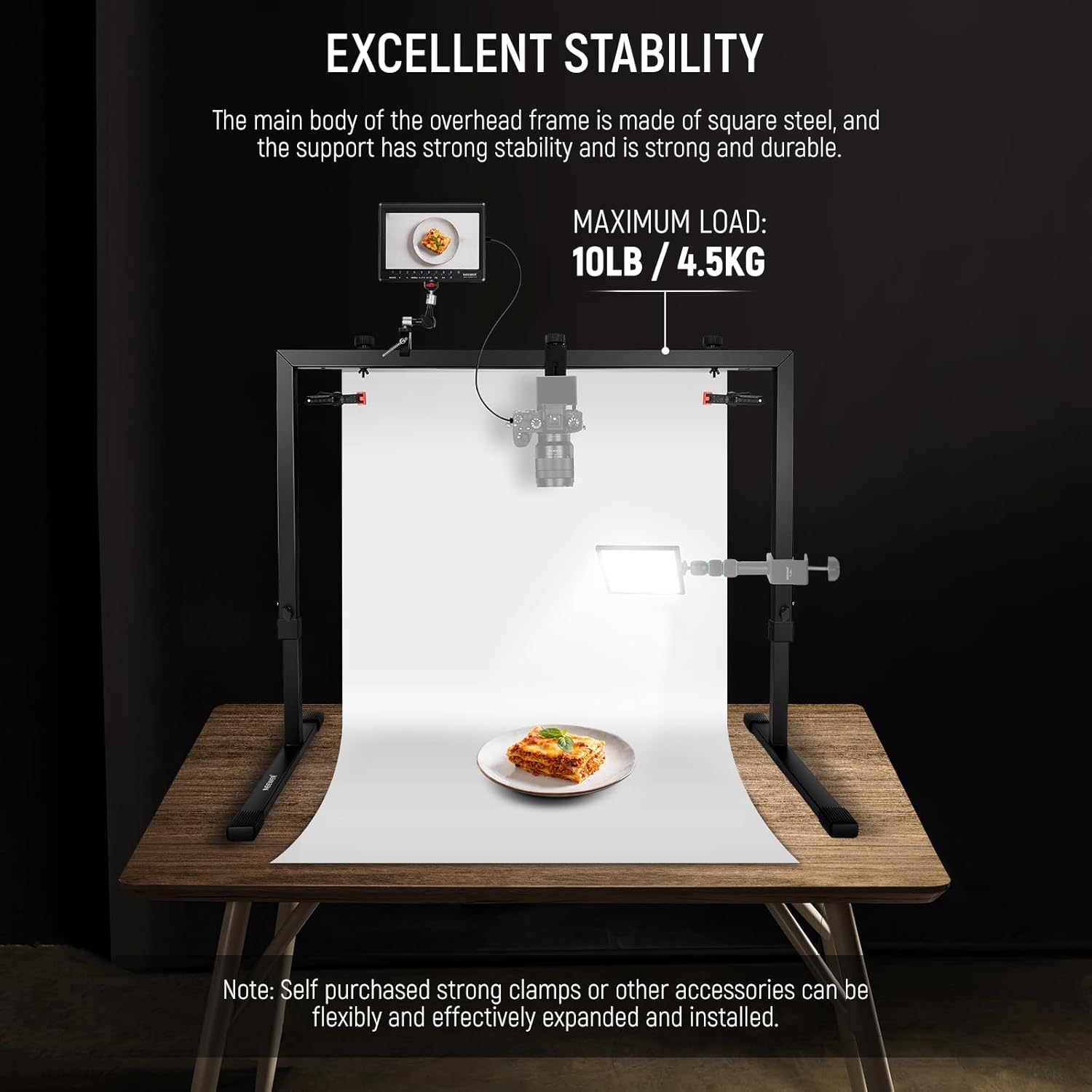 Detalle de NEEWER ST100 : support de caméra aérien de table pour prises de vue au-dessus (plongée, dessin, cuisine)