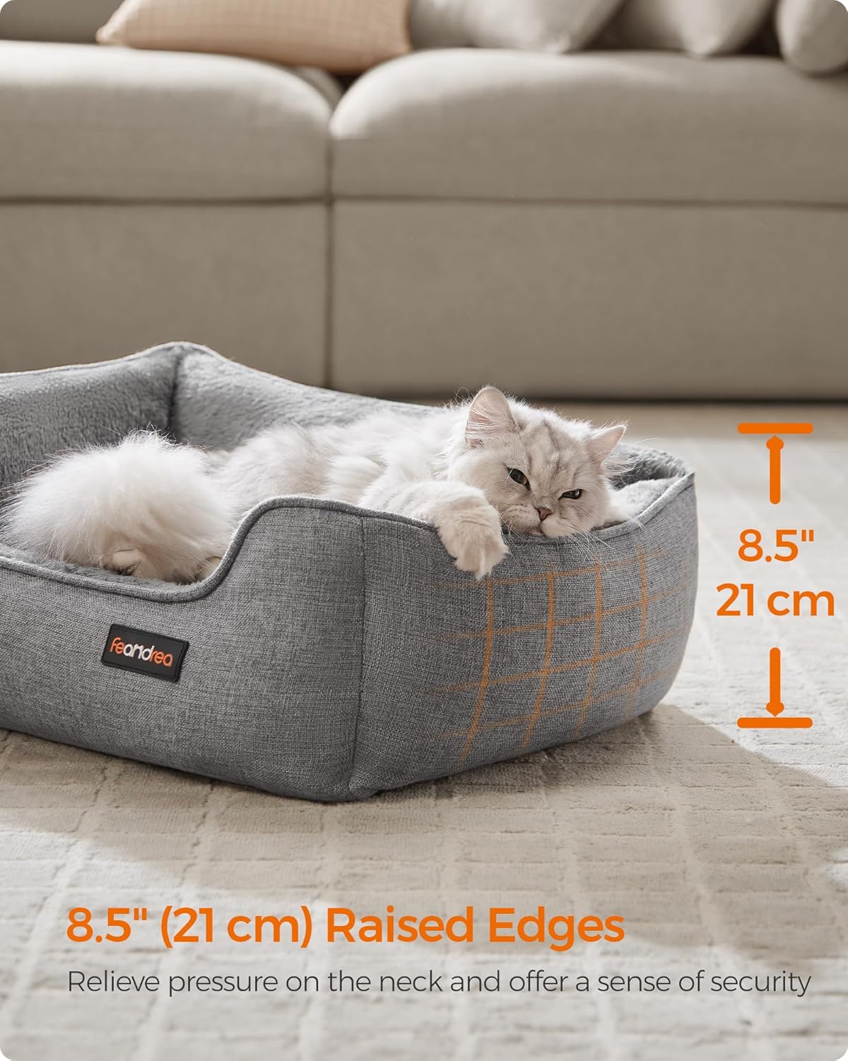 Detalle de Feandrea Dog Bed linen-look 60 x 50 x 21 cm