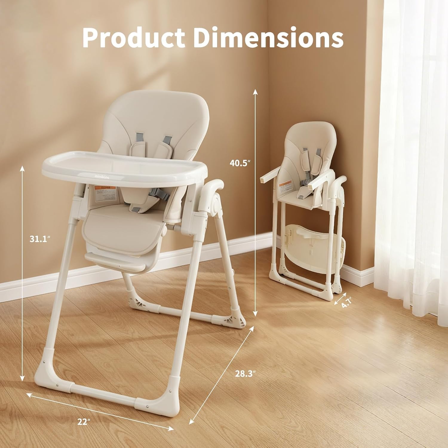 Detalle 2 de Minikins Foldable High Chair, Beige
