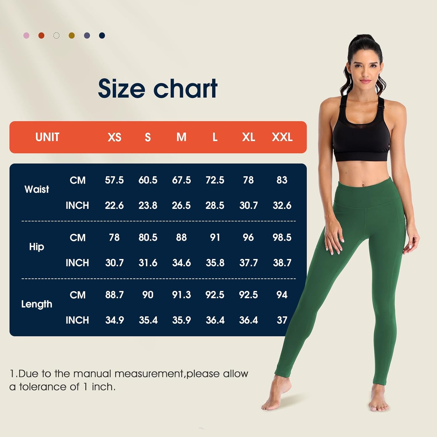 Thumbnail 4 de Occffy Legging de Sport Femme Pantalon de Yoga avec Poches – Taille Haute et Poches Intérieures