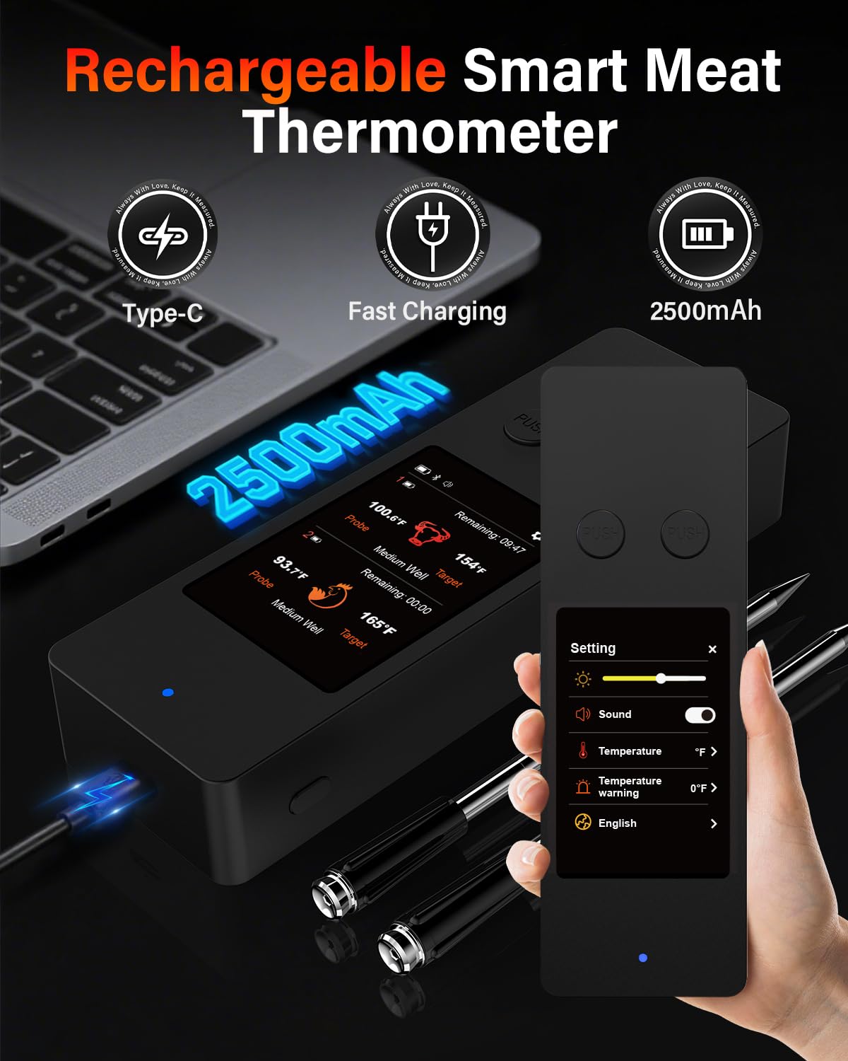 Thumbnail 5 de Bluetooth Wireless Meat Thermometer with App, 800ft Range