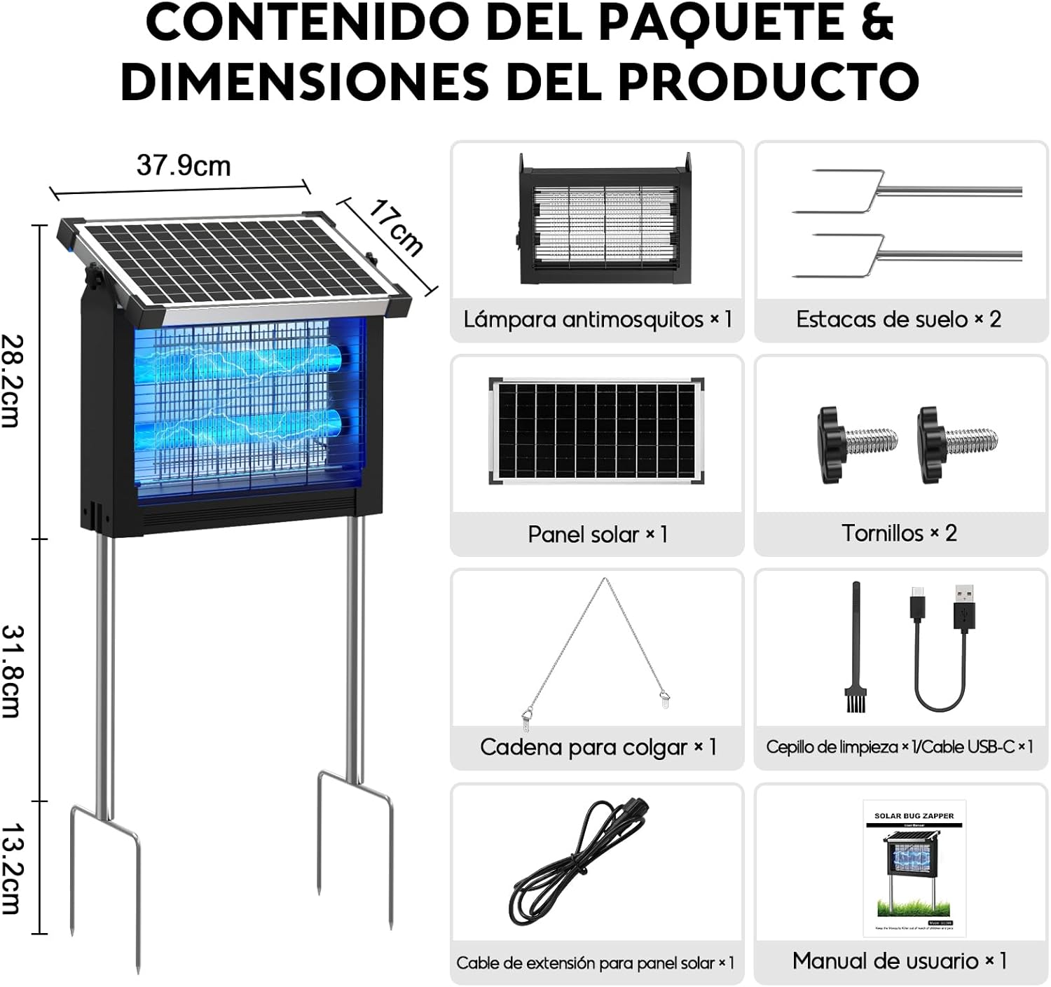 Detalle de Lampada Antizanzare Solare Dnenellr: protezione pratica per giardino, terrazzo e campeggio