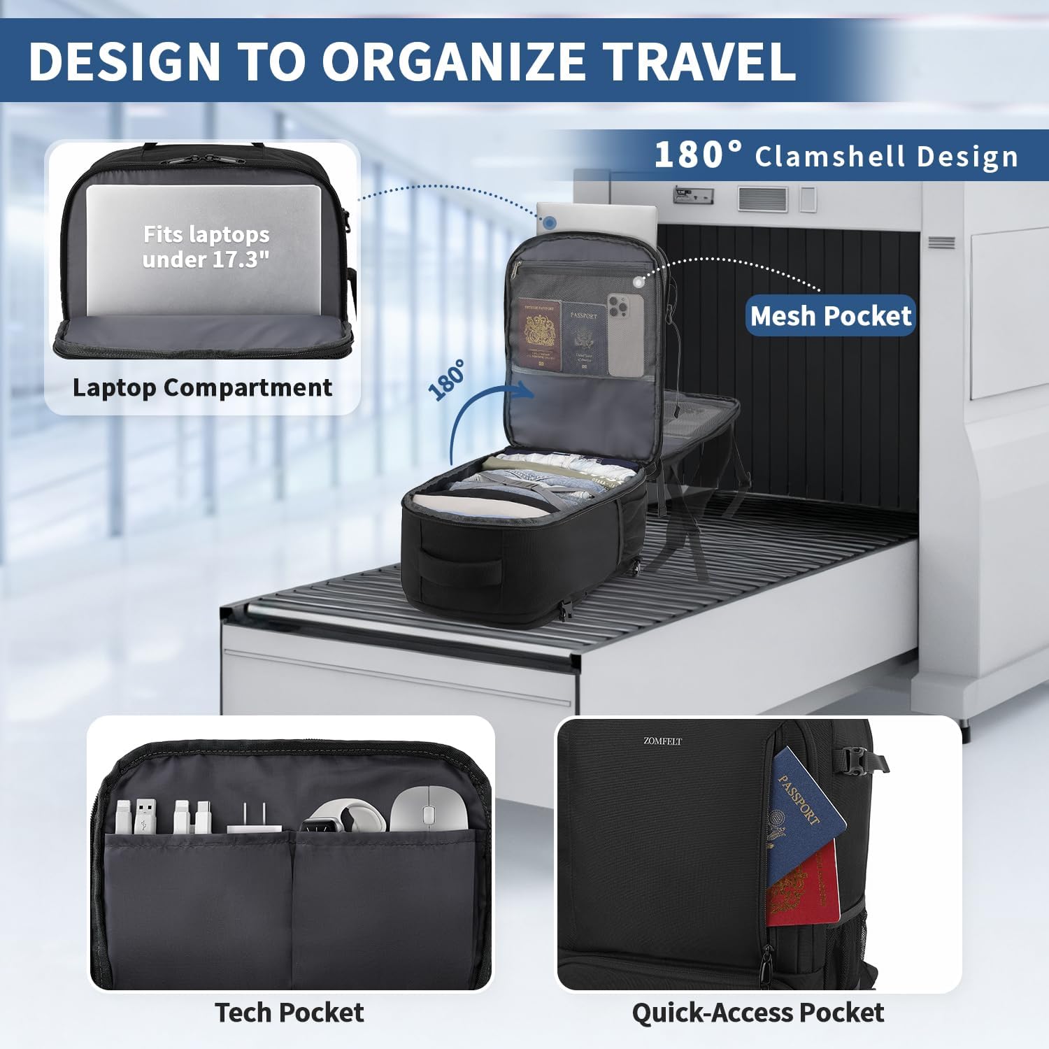 Thumbnail 4 de ZOMFELT Ryanair 40x30x20 24L underseat backpack