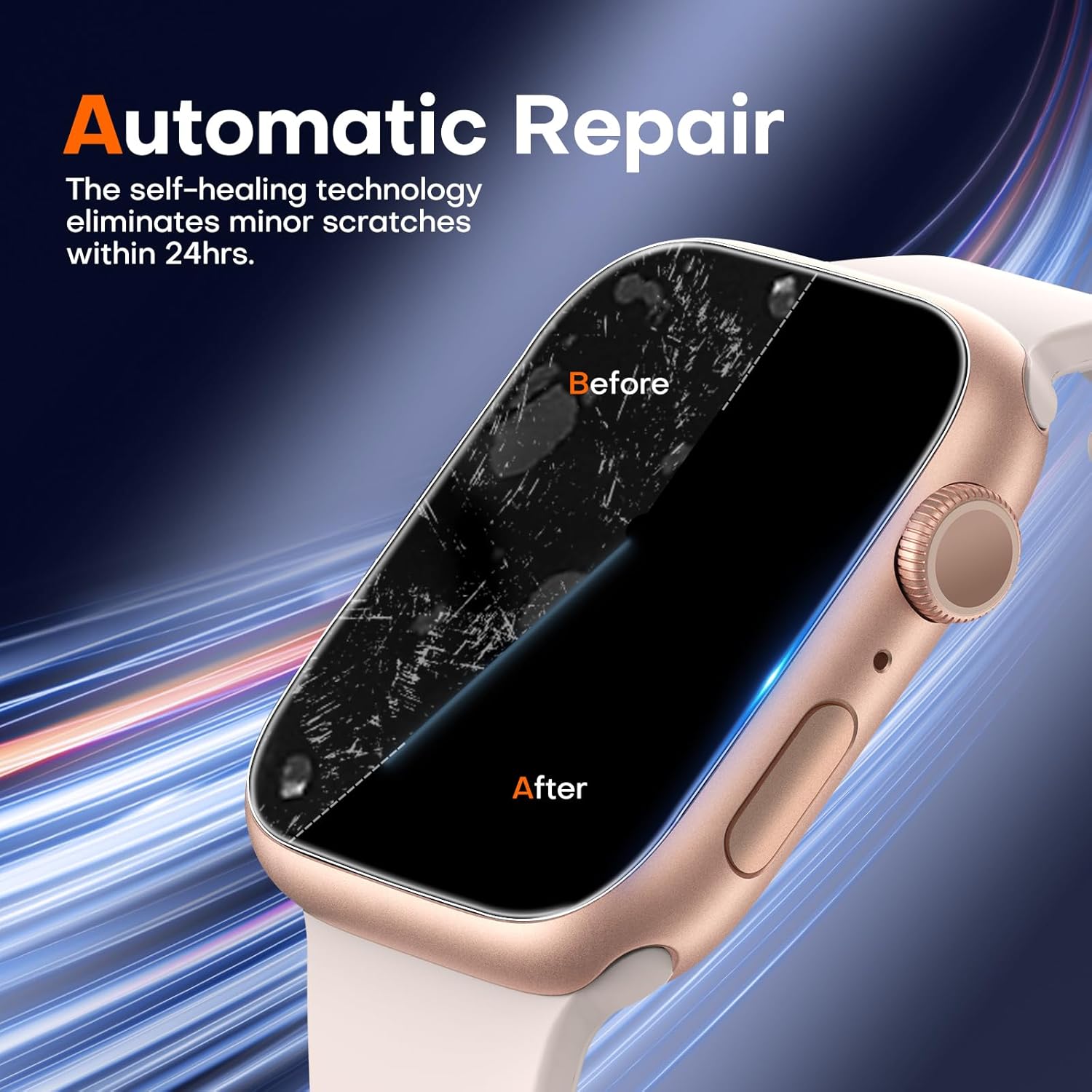 Thumbnail 5 de LϟK 8 Pack for Apple Watch Series 11/10 42mm Screen Protector – Self-Healing TPU, 0 Bubble, HD Touch