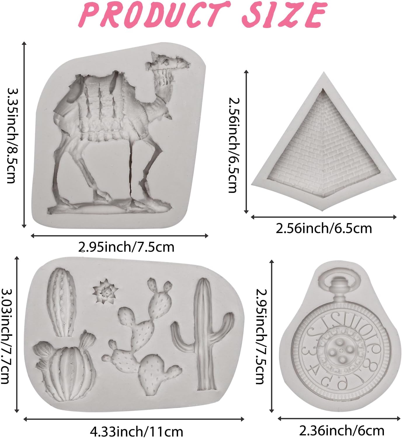 Thumbnail 1 de Wüstenkaktus-Silikonform-Set – 4 Wüstenmotiv-Fondantformen für Kuchen-Dekoration