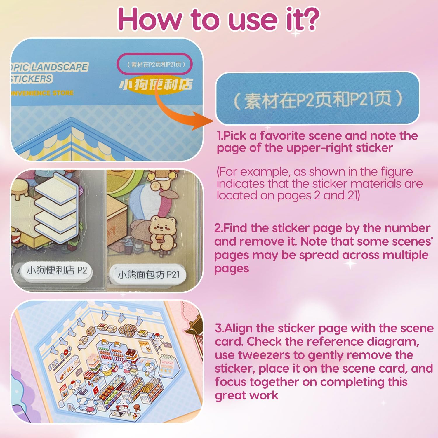 Thumbnail 2 de Kunoli 3D House Sticker Scene Kit 20 sets 🧩