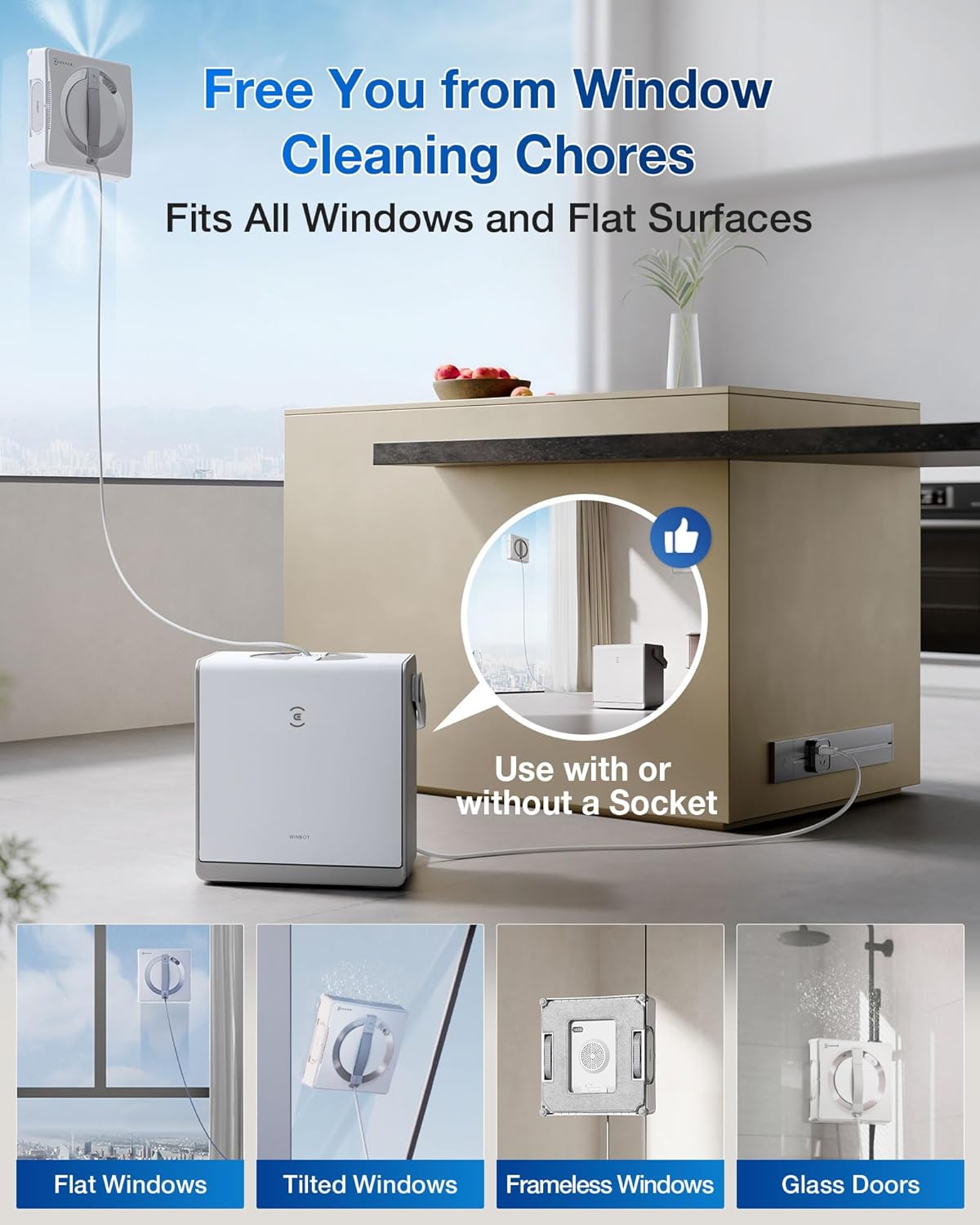 Detalle de ECOVACS WINBOT W2 PRO Omni portable window cleaning robot with Omni station (dual power modes)