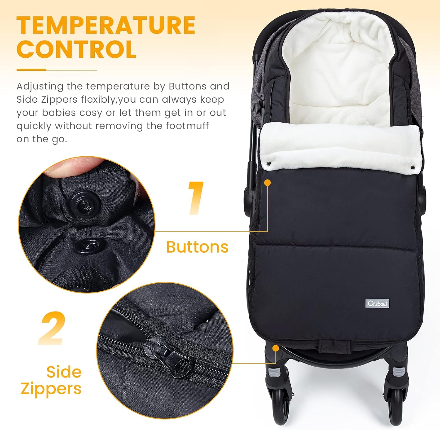 Detalle 2 de Orzbow Winter Footmuff Universal pushchair footmuff