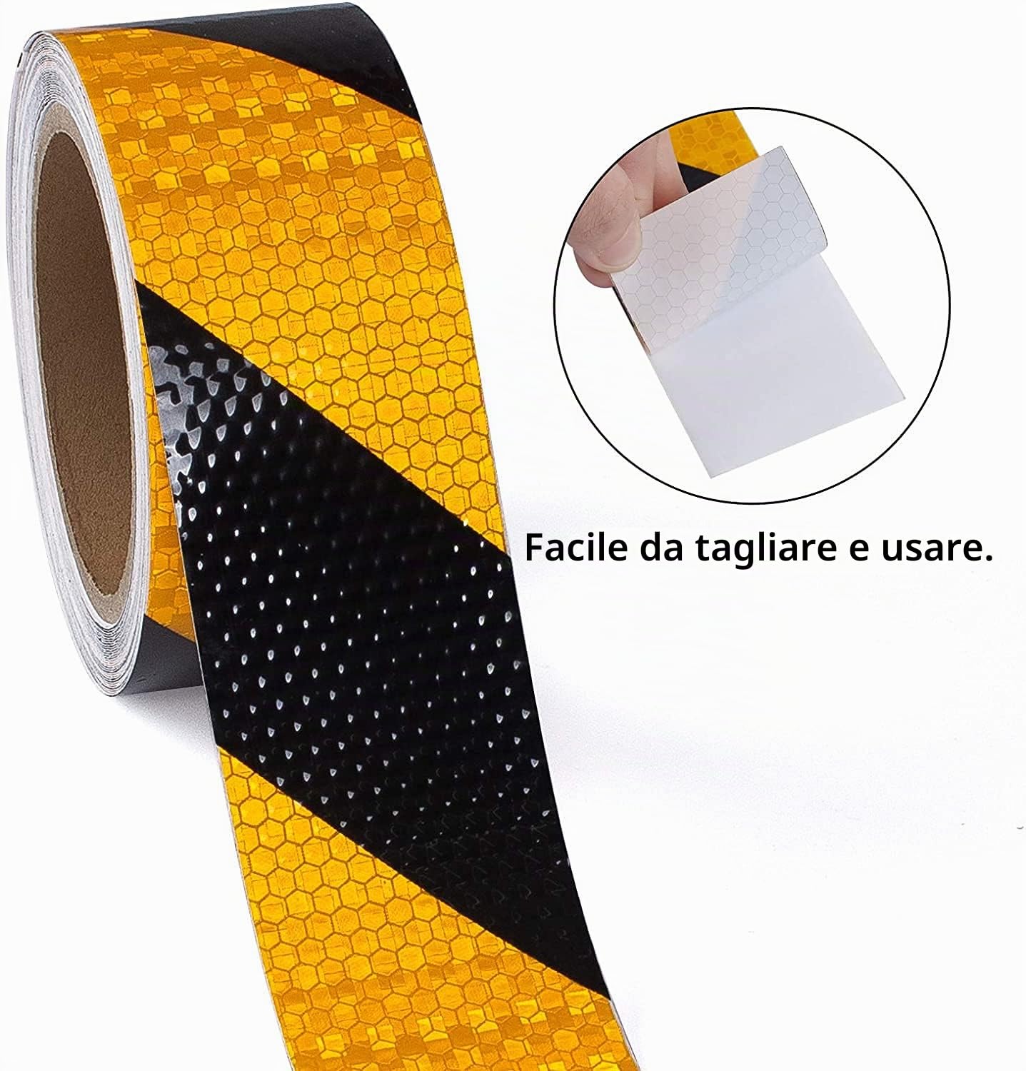 Thumbnail 4 de Nastro Riflettente XFXIA 5 cm x 10 m – Nastro Catarifrangente Adesivo ad Alta Visibilità, Giallo e Nero