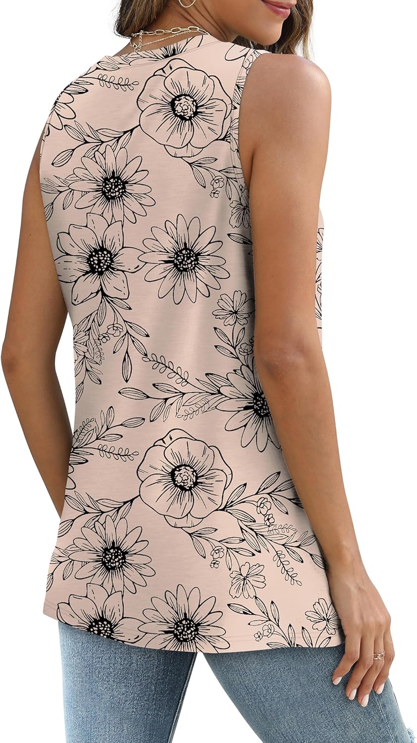 Thumbnail 4 de Sampeel Women’s Eyelet Loose Tank Tops with Crew Neck Detail (Sleeveless Summer Casual)