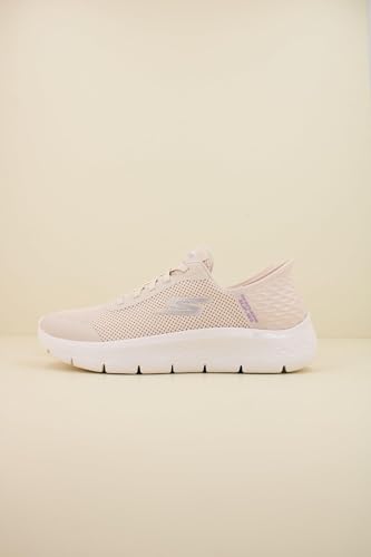 Detalle de Skechers Femme Go Walk Flex Grand Entry - Baskets basses Off White Textile Trim, 37 EU