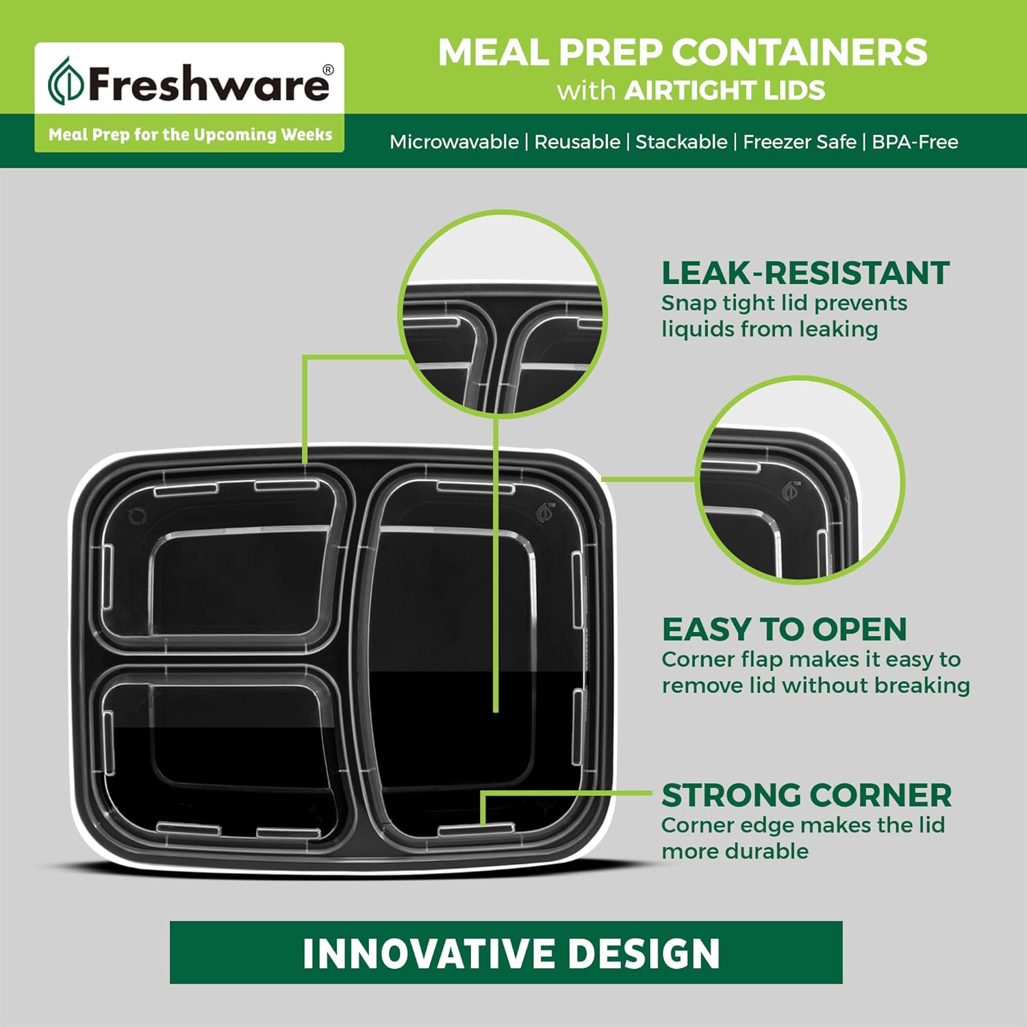 Thumbnail 4 de Freshware Meal Prep Containers 50 Pack 🍱