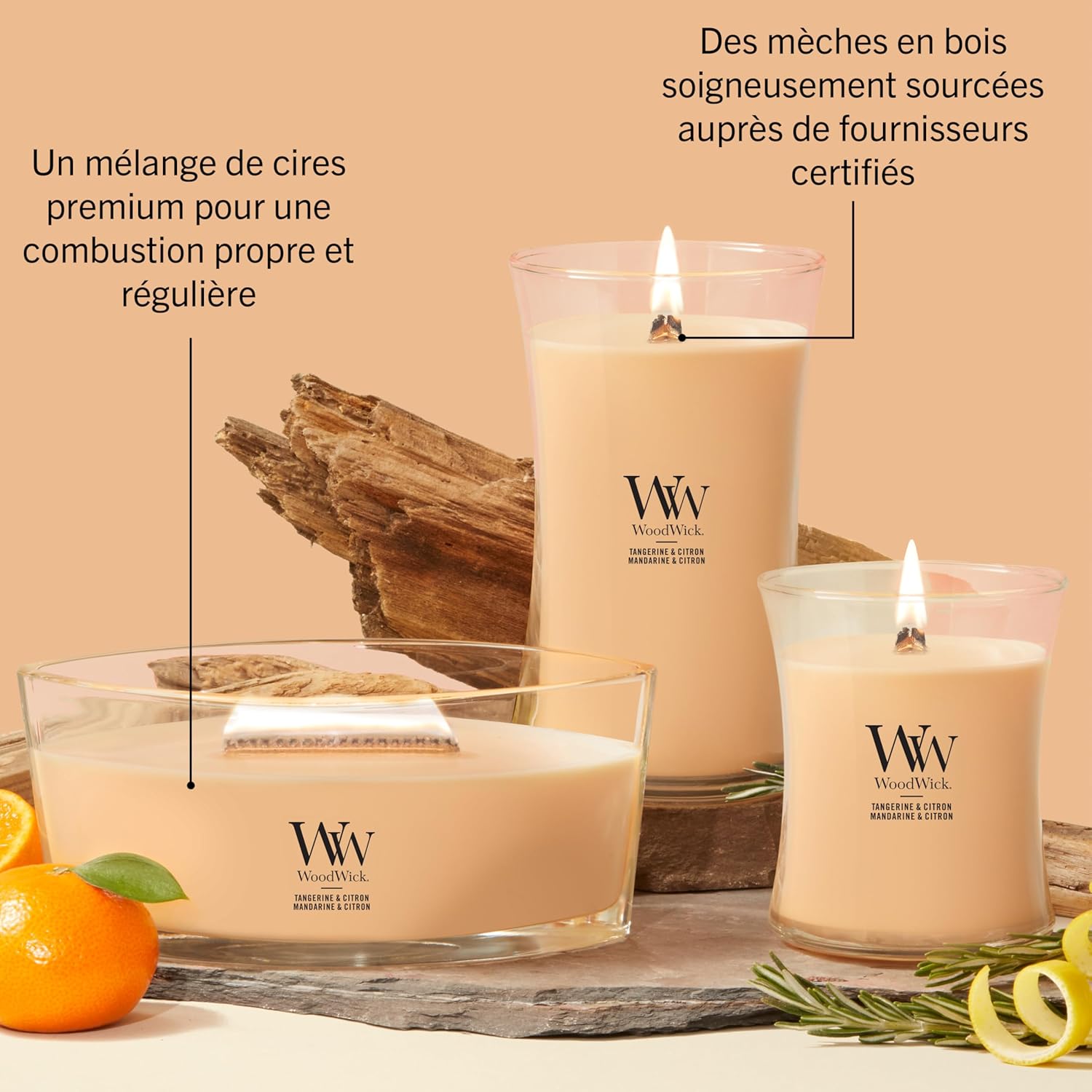 Thumbnail 6 de WoodWick Bougie parfumée Bougie Ellipse Mandarine & Citron – Cadeau parfait pour femmes