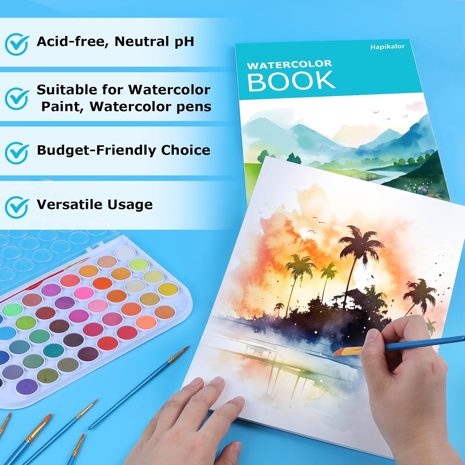 Thumbnail 2 de Hapikalor Watercolor Paper Pad 9x12 🎨