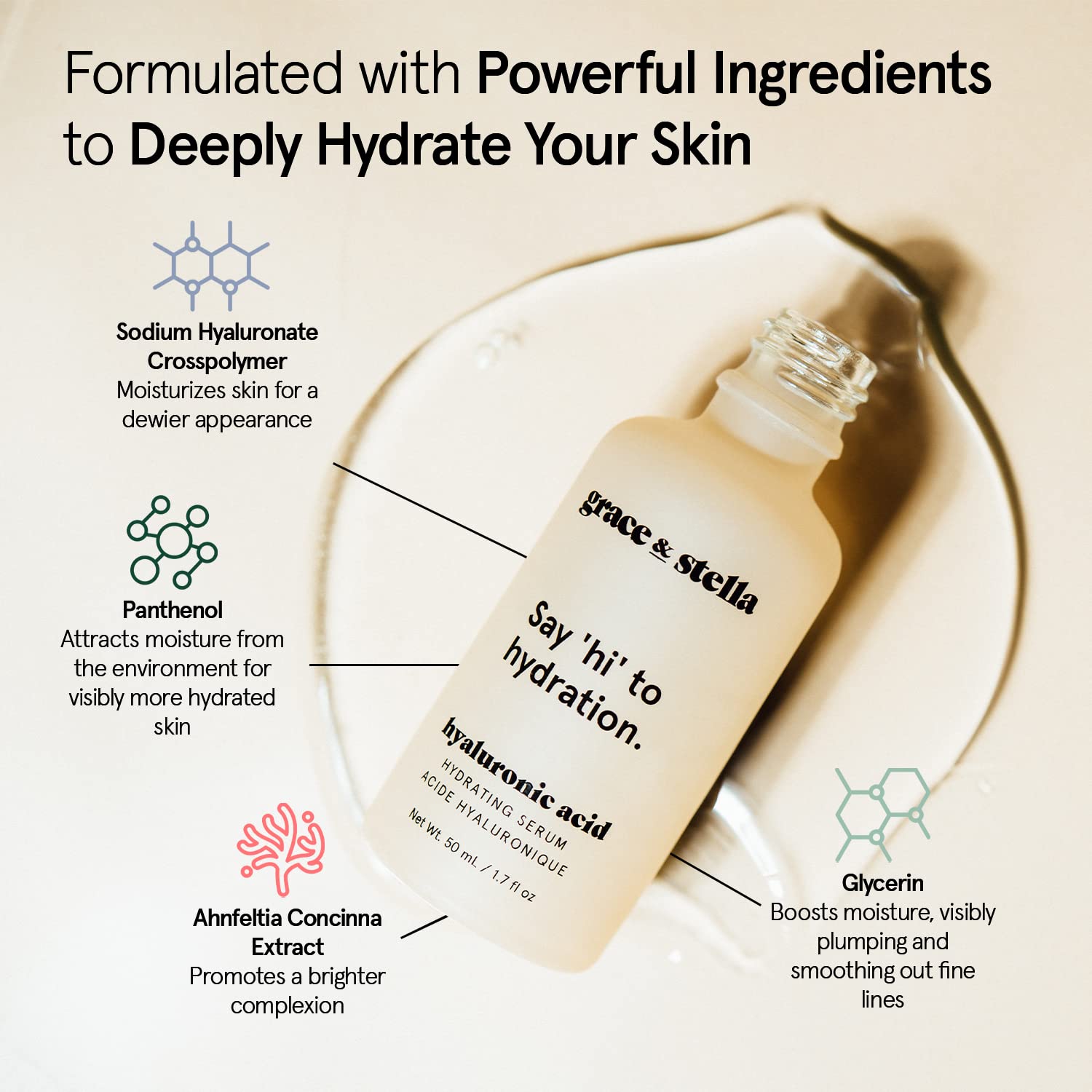 Detalle 2 de grace & stella Hyaluronic Acid Serum 50 ml 💧