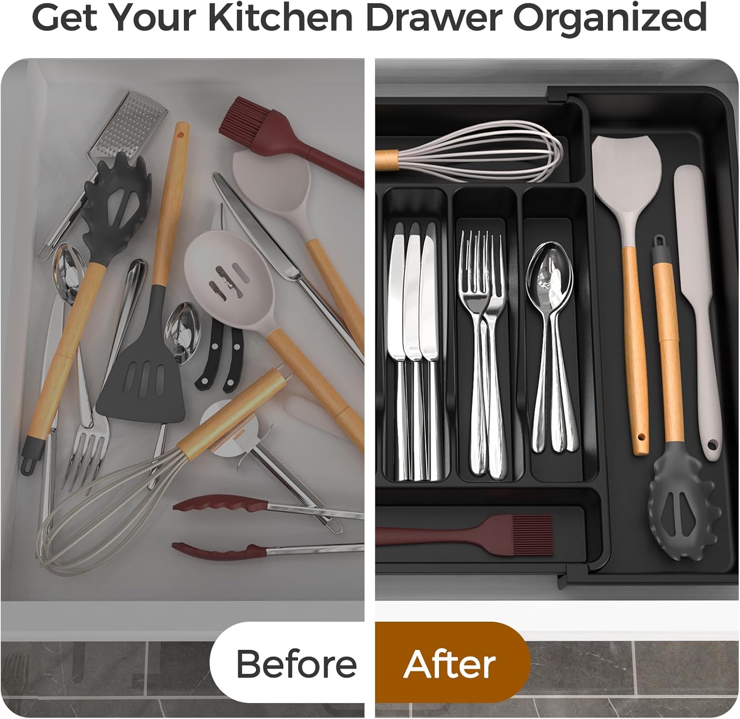 Thumbnail 5 de ukeetap Extra Large Expandable Silverware Organizer