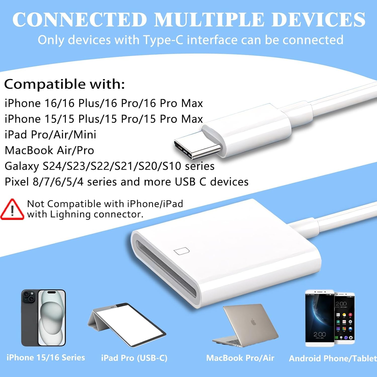 Thumbnail 4 de iPhone USB-C SD Card Reader: USB C Adapter for iPhone, iPad, MacBook, Galaxy & Android