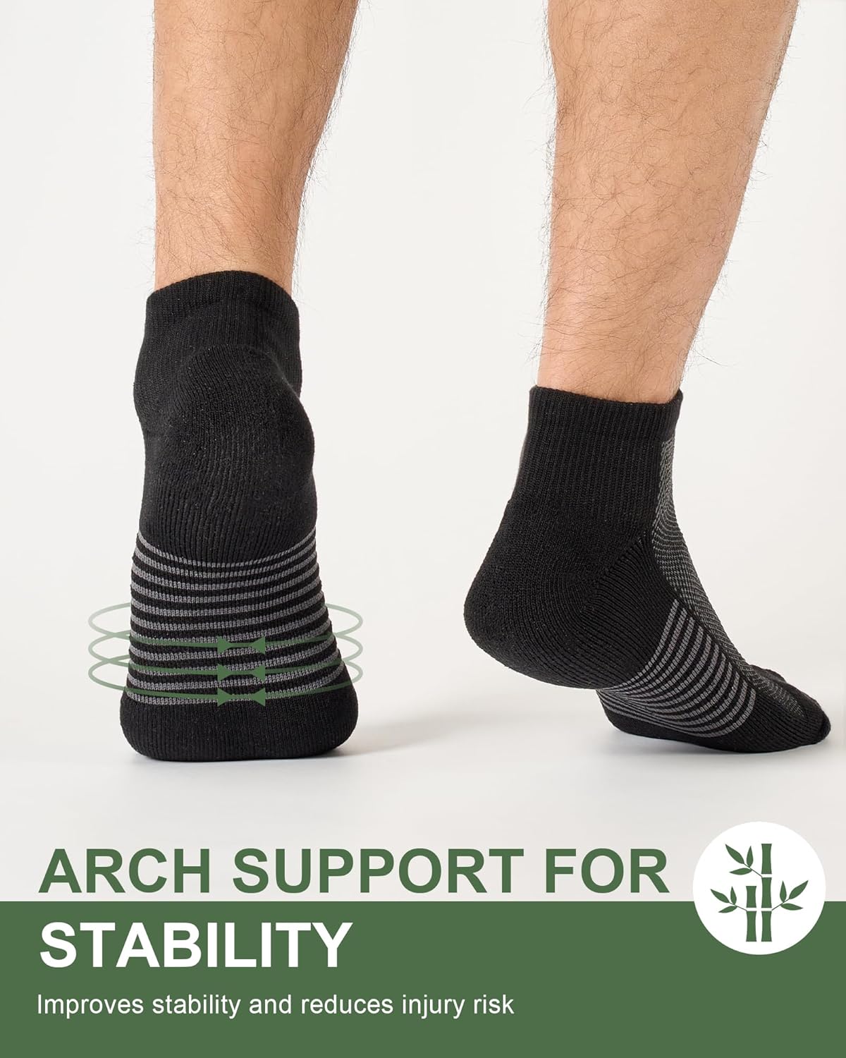 Thumbnail 5 de Ankle Socks for Men (Bamboo Blend) Cushioned Moisture-Wicking Low Cut, 8 Pairs