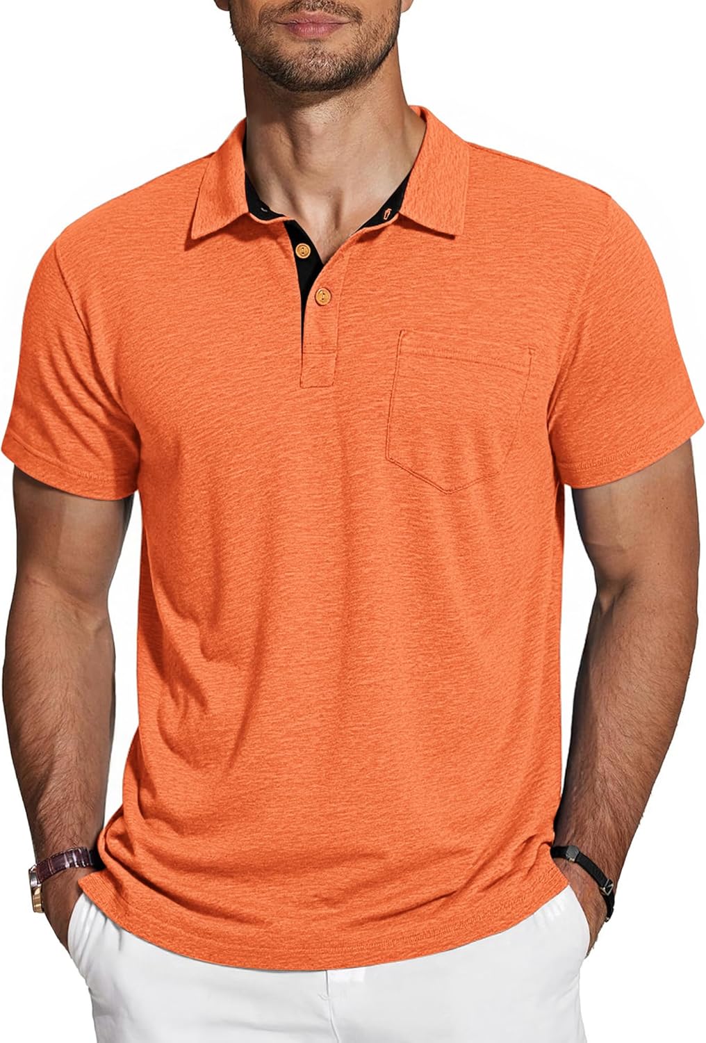 Detalle de TARAINYA Poloshirt Herren – Baumwolle Kurzarm mit Brusttasche (M–4XL)