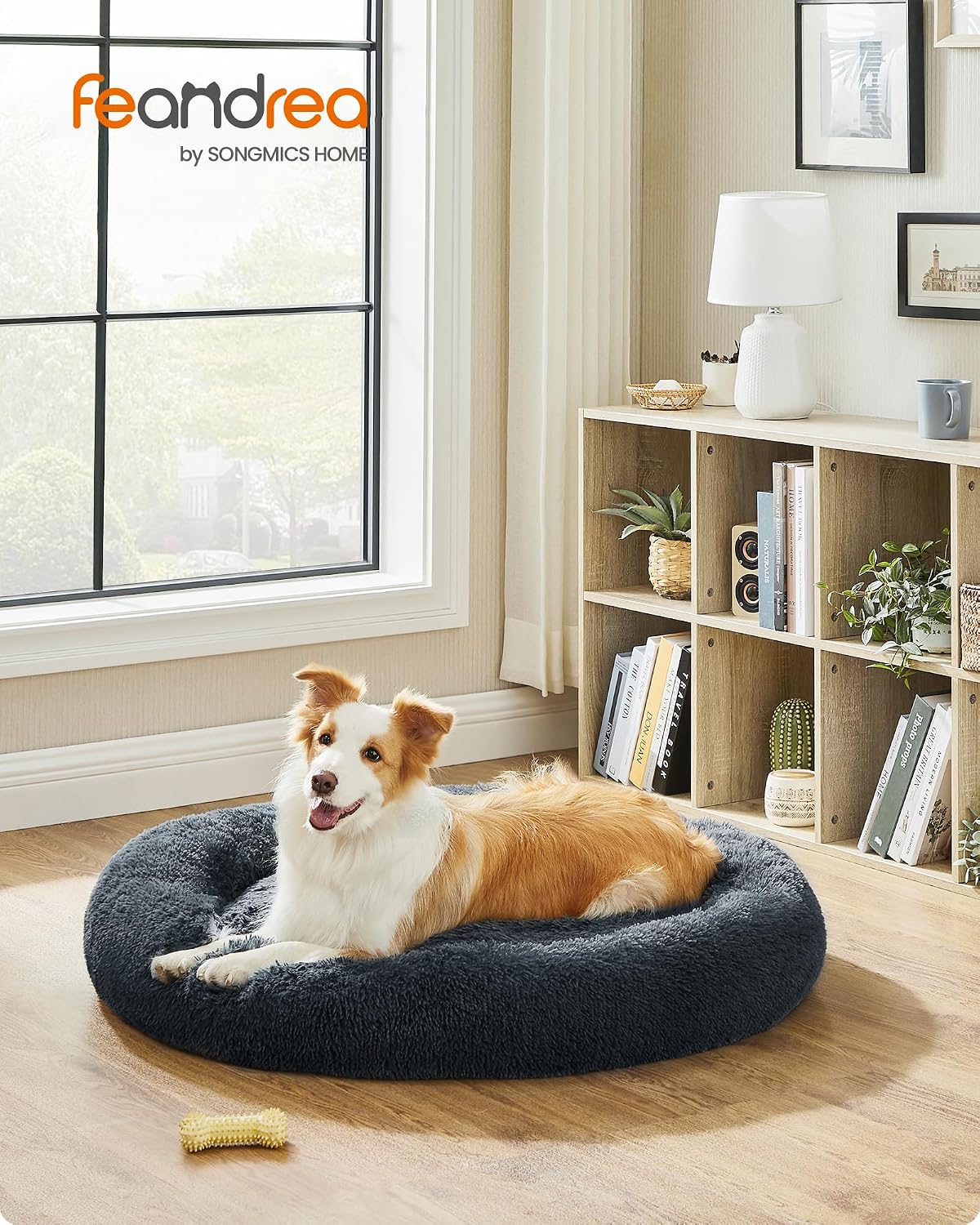 Detalle 2 de Feandrea Hundebett Donut 100 cm dunkelgrau