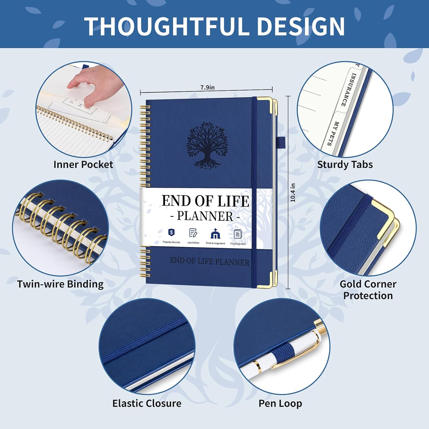 Detalle 2 de Blugool BlDN05 End-of-Life Planner, B5 Spiral Organizer with 16 Tabs