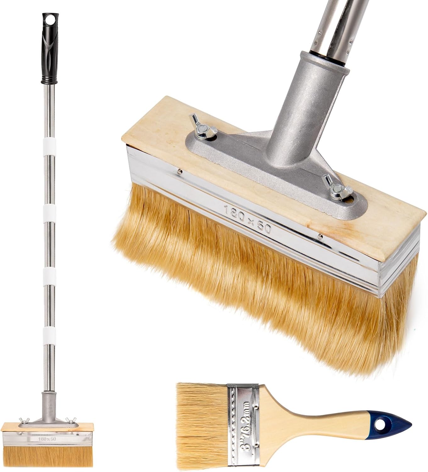 7'' Decking Paint Brush with Long Handle: Adjustable Deck Stain Applicator for Wood, Fences and Furniture