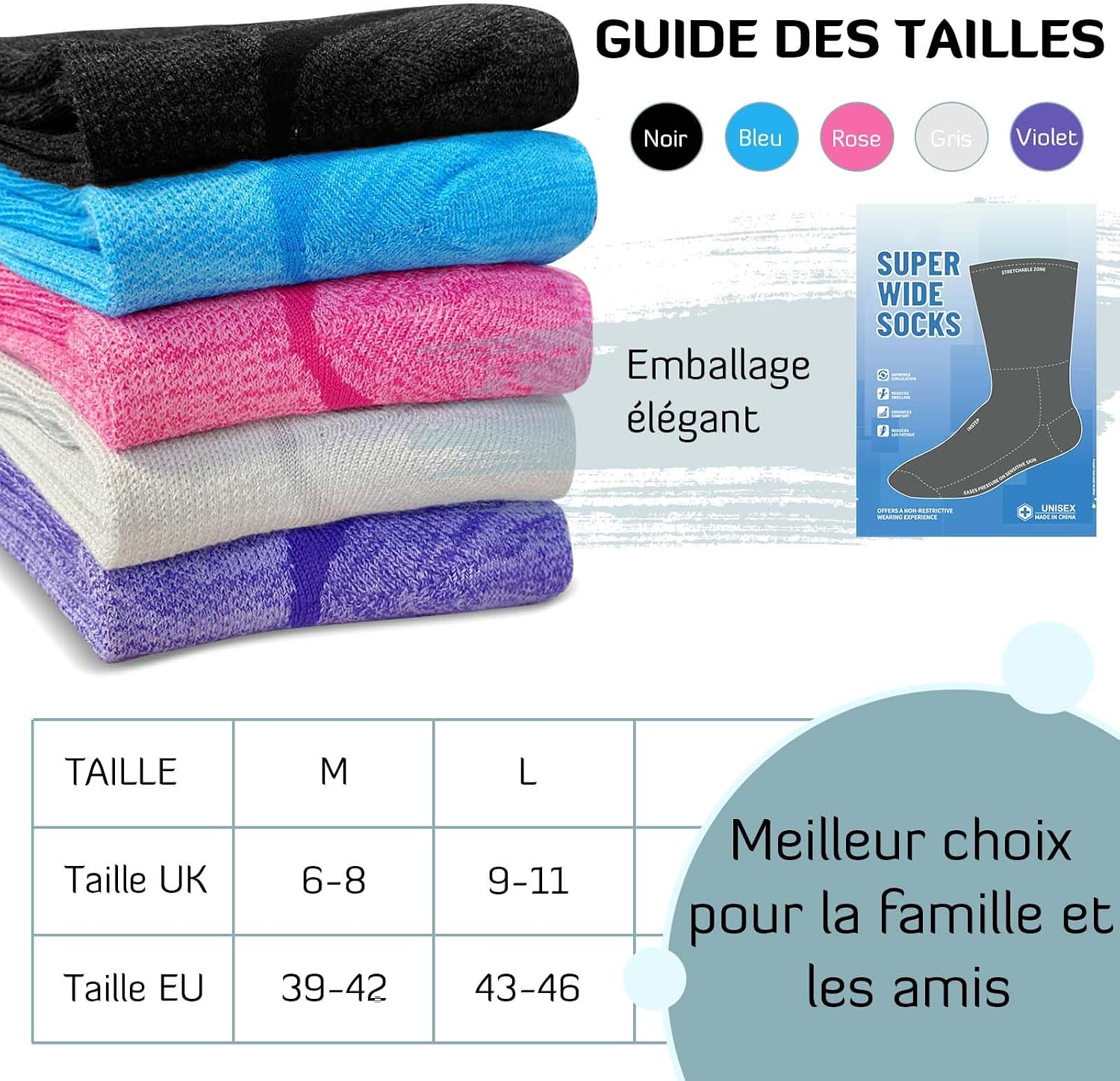 Thumbnail 5 de LOFIR Chaussettes Diabétiques Bambou 5 Paires 39-46