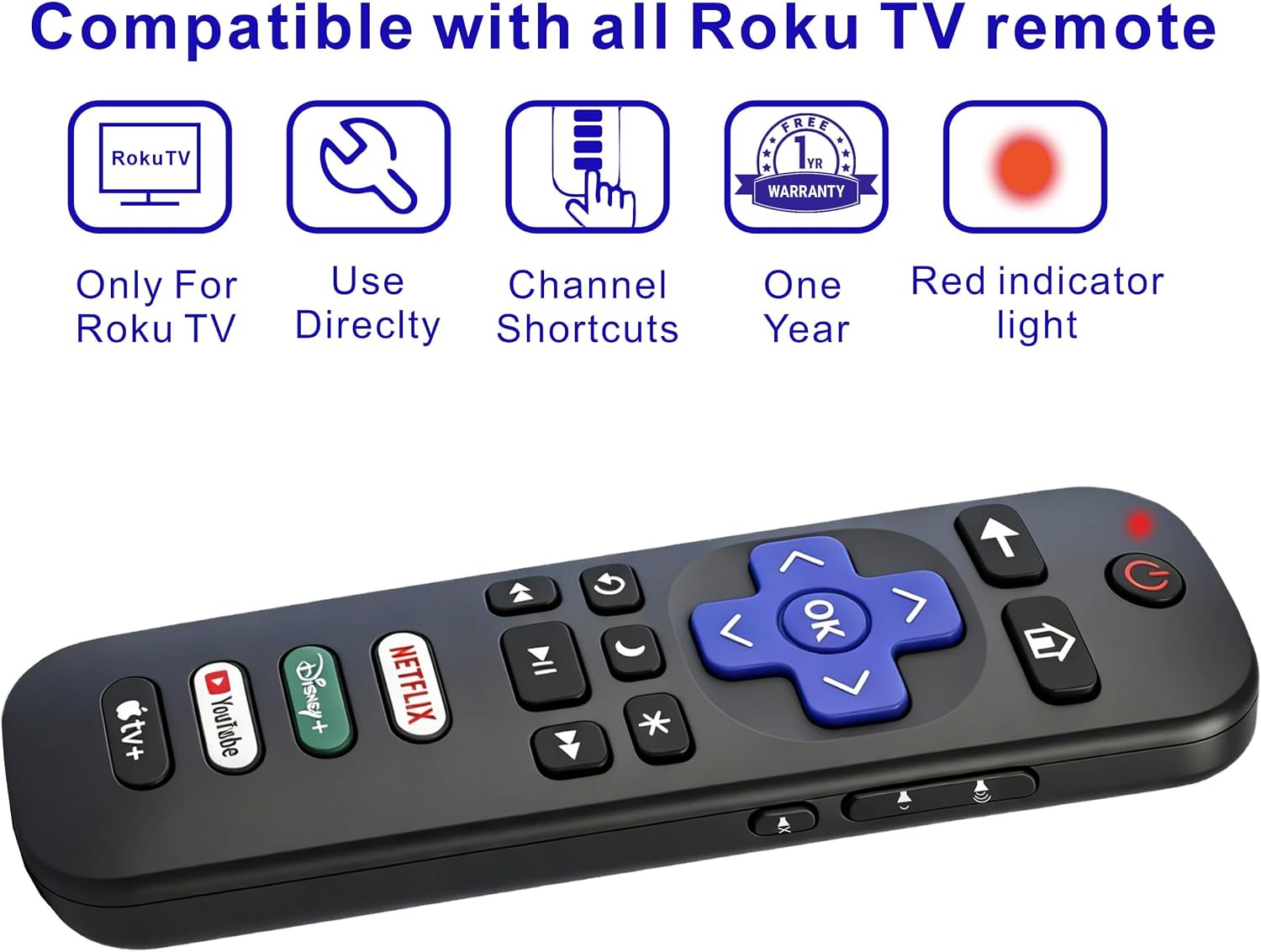 Detalle de Compatible Roku TV Remote Pack 2
