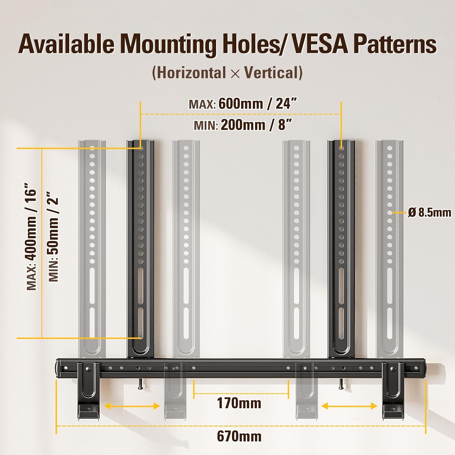 Detalle de Mounting Dream MD5428 Soundbar Mount, Adjustable Holder, Up to 26.5 lb