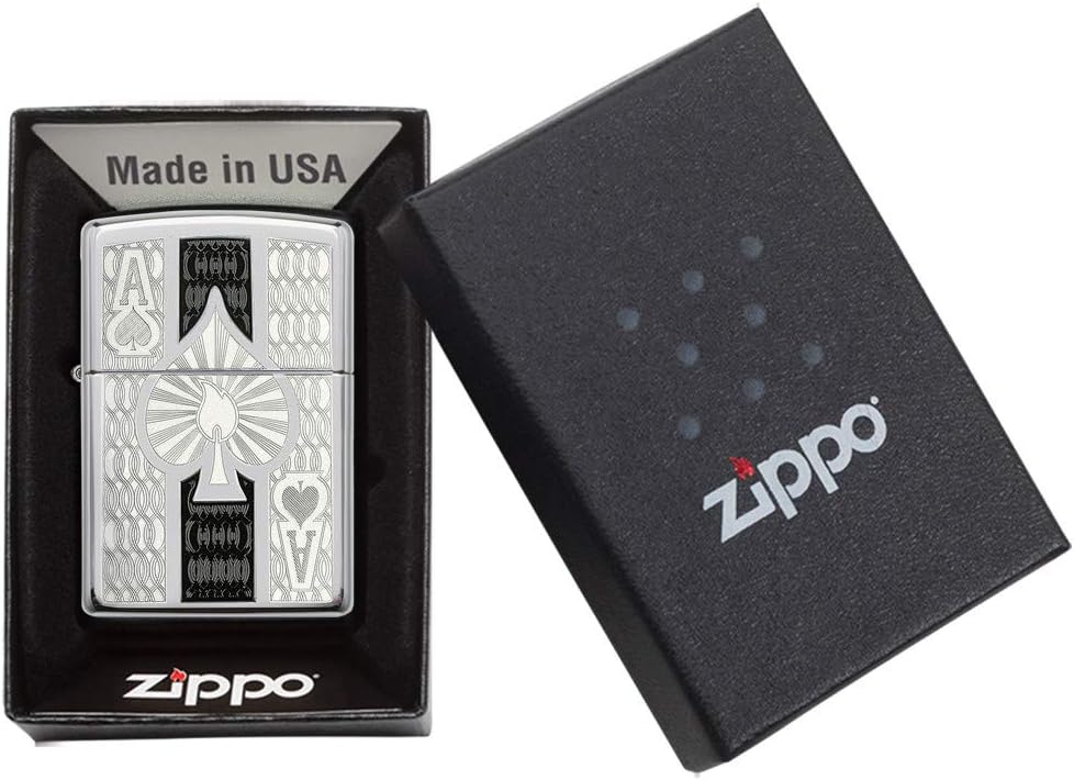 Detalle 2 de Zippo Ace – zapalniczka sztormowa z mosiądzu, chrom polerowany, grawerunek