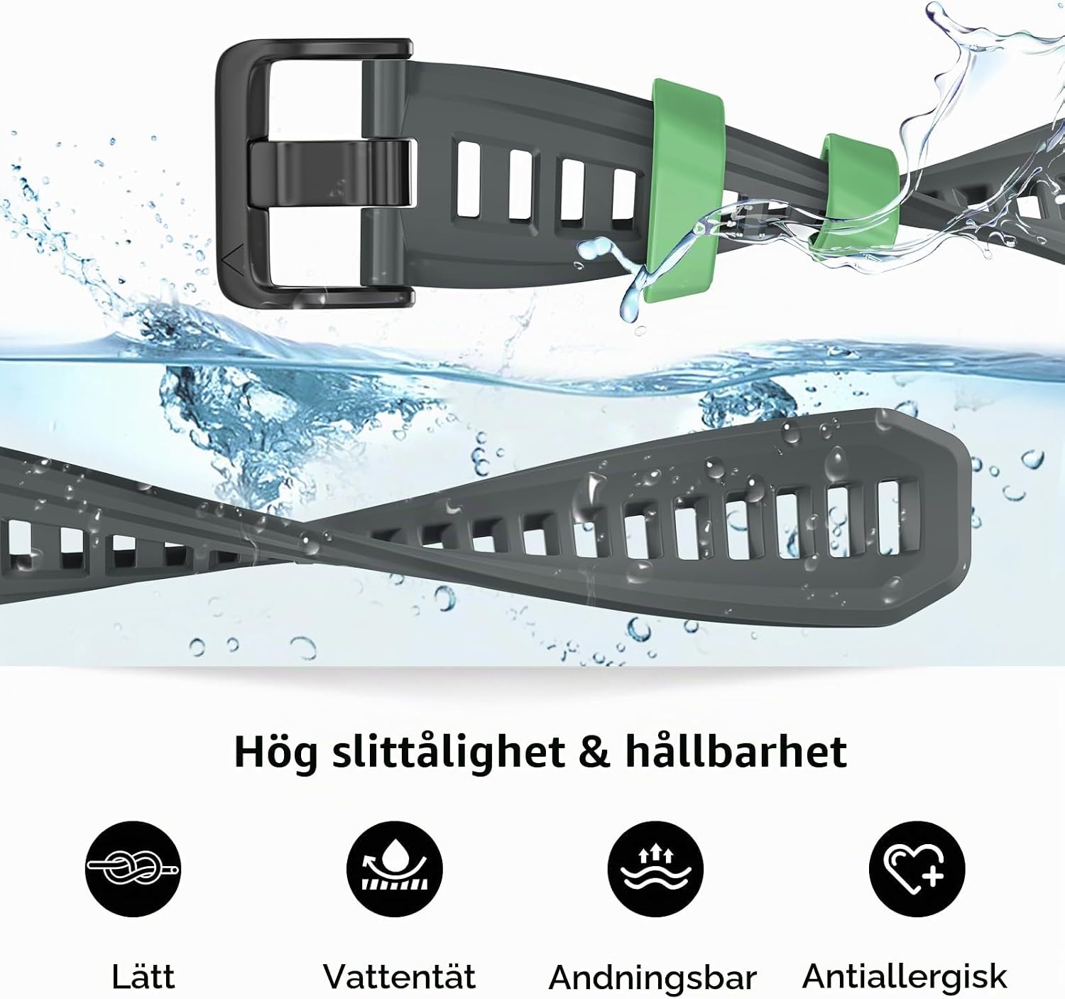 Detalle 2 de U-LIMVE armband för Garmin Instinct 3 AMOLED 50 mm och Solar 50 mm, silikon, 26 mm