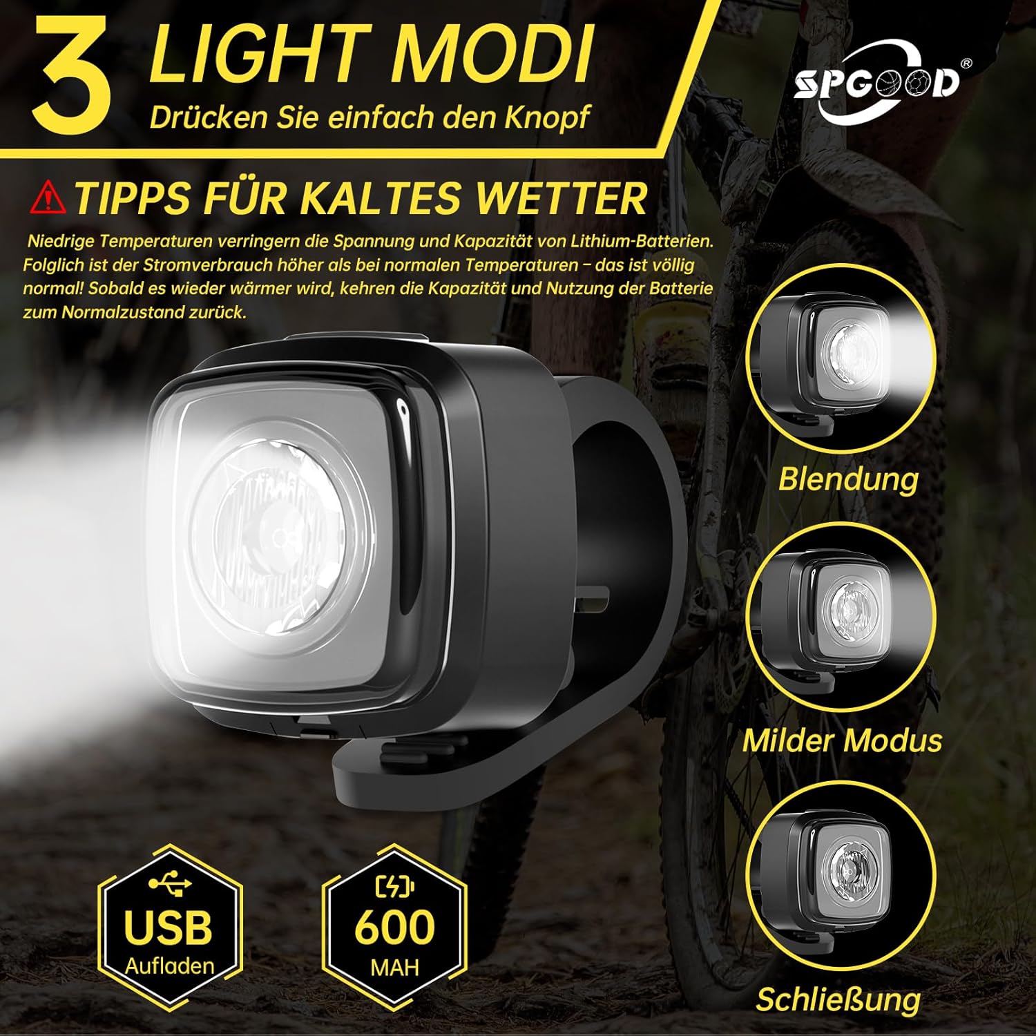 Thumbnail 1 de SPGOOD Fahrradlicht Set mit 600 mAh