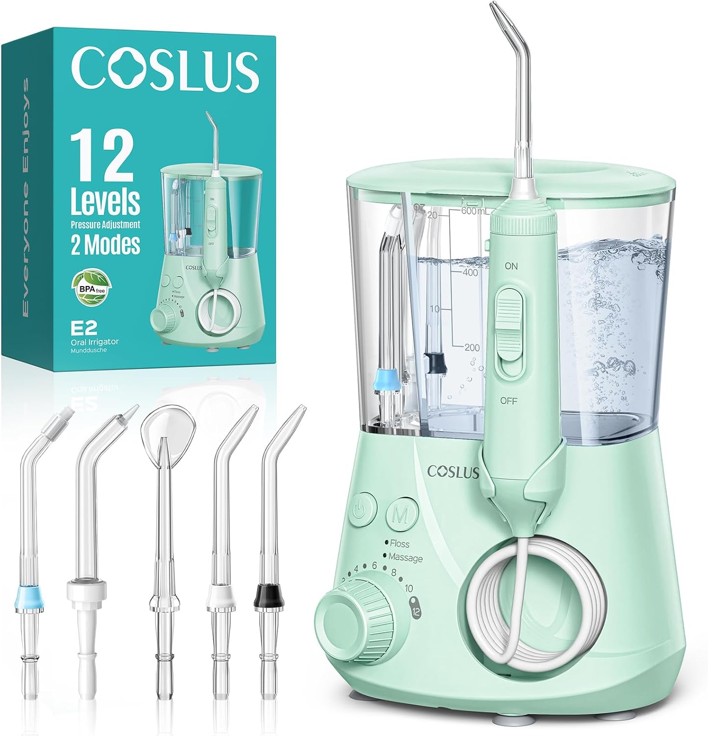 Detalle de COSLUS E2 Water Flosser 600ML 🦷