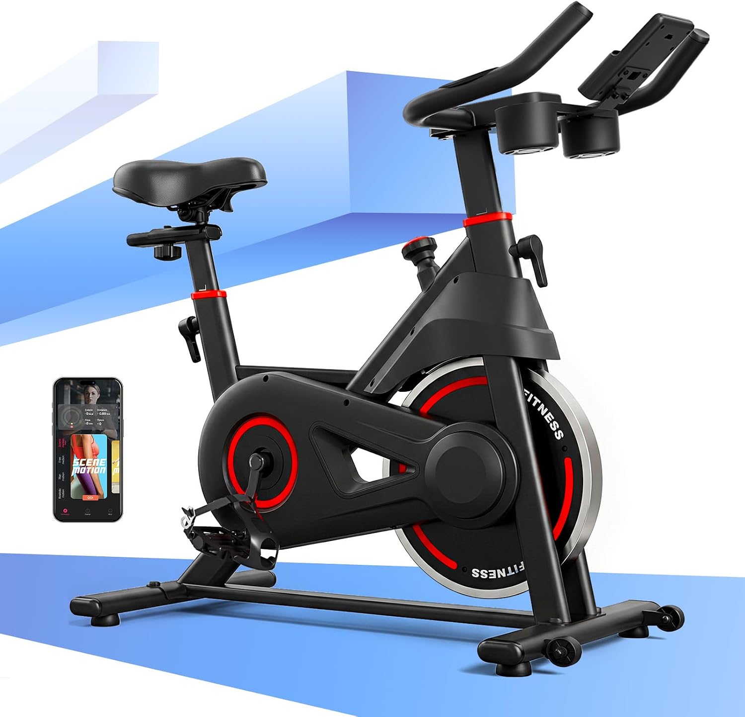 Detalle de YPOO BC711 Exercise Bike with 6-Way Adjustment, App Connectivity and Belt Drive