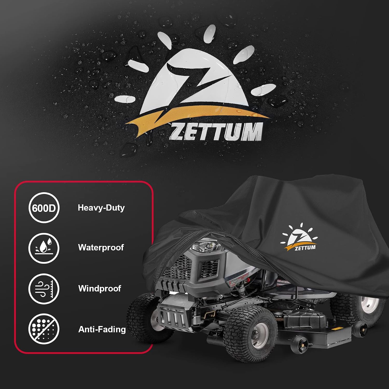 Detalle de Zettum Housse de Tondeuse Gazon grasmaaierhoes 600D, waterdicht voor buiten