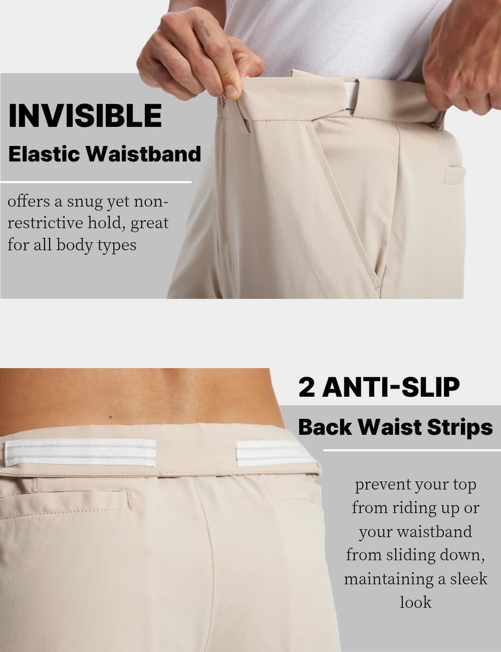 Detalle de Mens Golf Pants Lightweight Quick Dry Anti-Slip Work Dress Pants 30/32/34 Stretch Casual Slacks with 4 Pockets