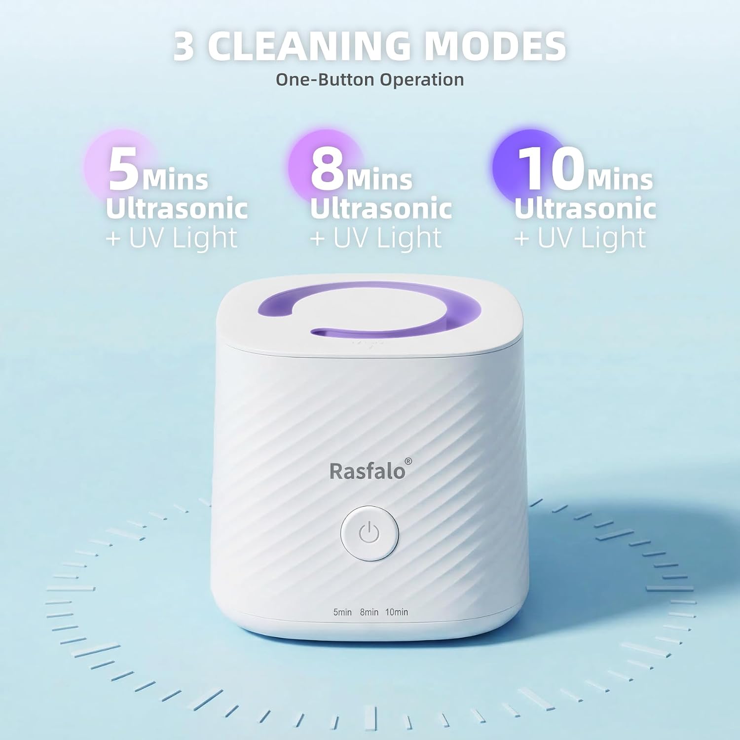 Detalle de Rasfalo Ultraschallreinigungsgerät 48000Hz UV Ultraschallreiniger – 200 ml für Zahnersatz, Retainer, Zahnschiene, Aligner, Mundschutz und Schmuck