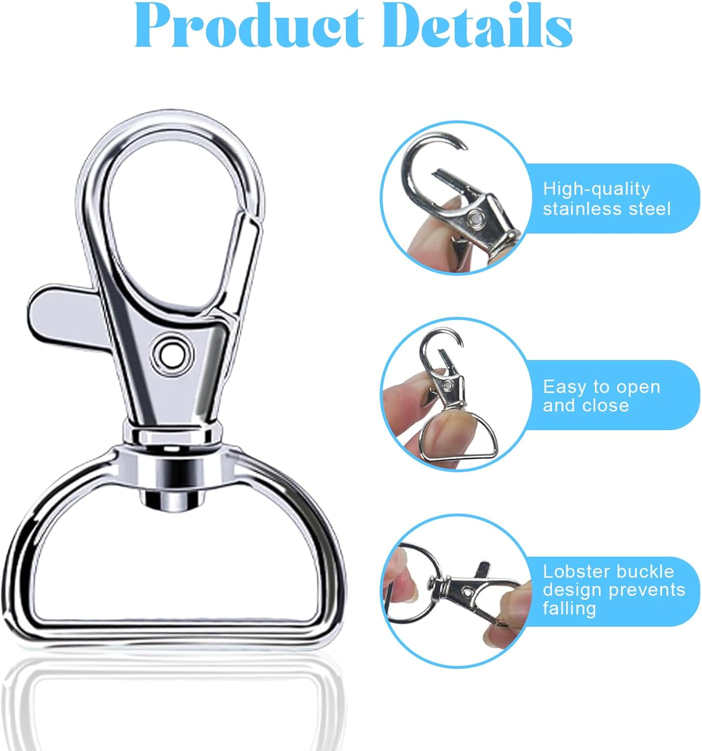 Detalle de Melofo 100 Pcs Swivel Clasp Keyrings 3/4 inch