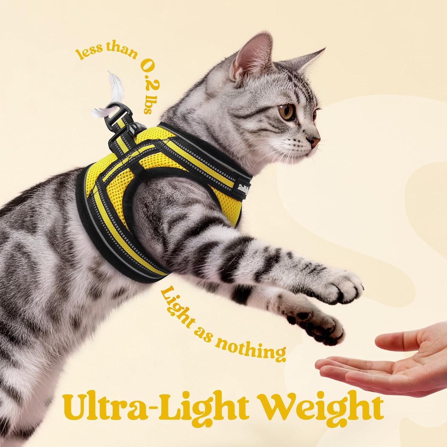 Thumbnail 5 de Rabbitgoo Cat Harness and Lead Set (Soft Step-in Vest) – Yellow, 1.5m Lead, Escape-Proof for Kittens/Tiny Cats