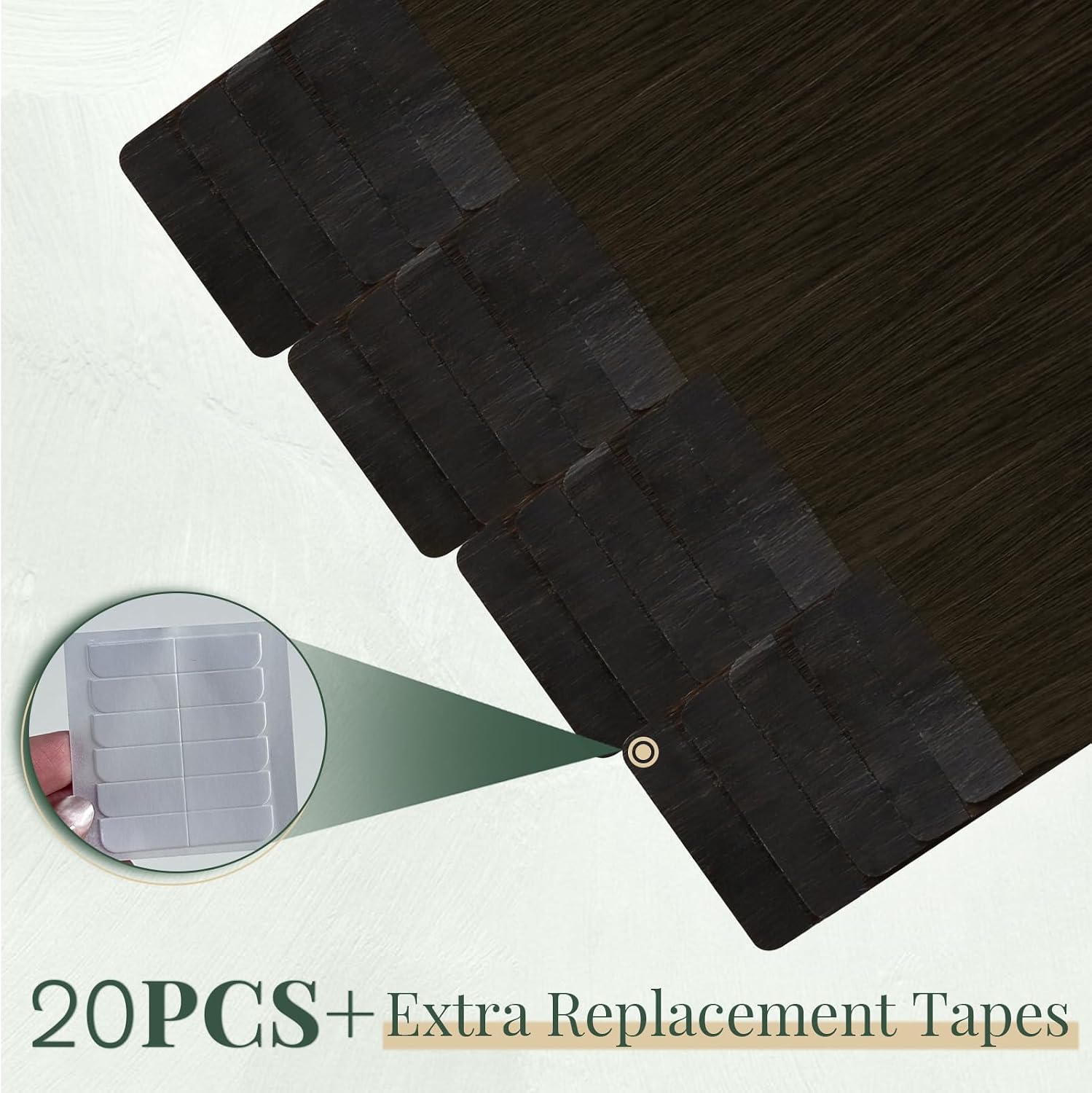 Thumbnail 3 de Ugeat 18-Inch Human Hair Tape-In Extensions, Brown, 50 g, 20 Pieces
