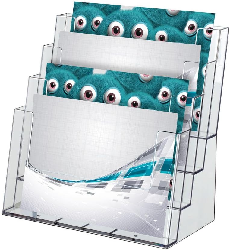 Detalle de Porte-brochures de table Taymar XXL 4 étages transparent, format DIN